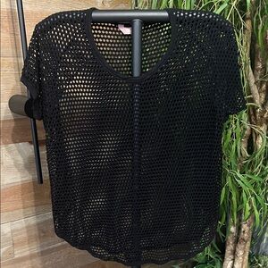 SJS black mesh short sleeve cover up t shirt. 2X